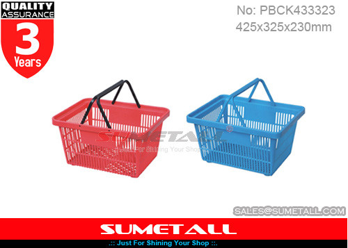 China Cestas de compras de mano del supermercado 25L, cestas plásticas con las manijas proveedor