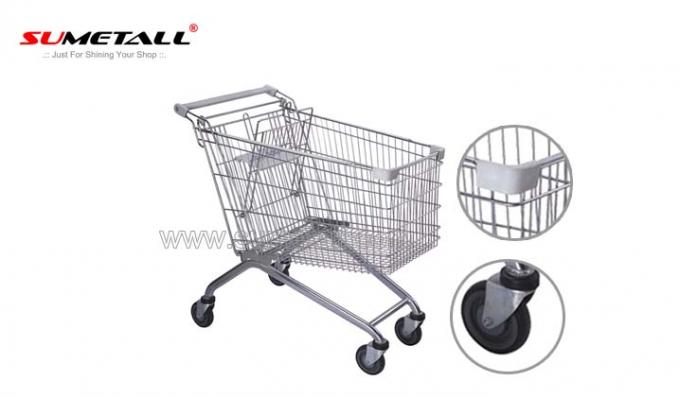 Carretilla clásica de las compras del supermercado del metal con 4 ruedas