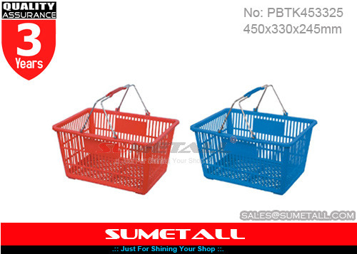 China Metal las cestas de compras plásticas del supermercado de la manija/las cestas de compras de mano proveedor