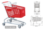 carretilla plástica, cesta del supermercado con las ruedas, cestas plásticas de la carretilla de las compras proveedor