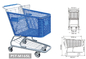 carretilla plástica, cesta del supermercado con las ruedas, cestas plásticas de la carretilla de las compras proveedor